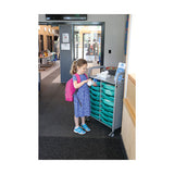 Callero Plus Shield Double Trolley Set 05, Antimicrobial, Metal, 16 F1 Shallow Bins, 27.4" X 17.3" X 41.5", Silver/trans Kiwi