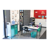Callero Plus Shield Double Trolley Set 05, Antimicrobial, Metal, 16 F1 Shallow Bins, 27.4" X 17.3" X 41.5", Silver/trans Kiwi