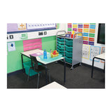 Callero Plus Shield Double Trolley Set 18, Antimicrobial, Metal, 8 F1 Bins, 4 F2 Bins, 27.4 X 17.3 X 41.5, Silver/trans Kiwi