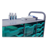 Callero Plus 3-column Trolley Set 17, Antimicrobial, Metal, 16 F1 Bins, 4 F2 Bins, 40.6" X 17.3" X 41.5", Silver/trans Kiwi