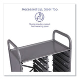 Callero Tilted Tray Trolley Set 01, Metal, 1 Shelf, 9 F2 Deep Bins, 40.6" X 17.3" X 41.5", Silver/flame Red
