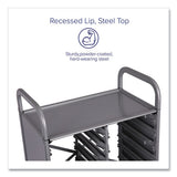Callero Plus Treble Column Trolley Set 03, Metal, 1 Shelf, 24 F1 Shallow Bins, 40.6" X 17.3" X 41.5", Silver/flame Red