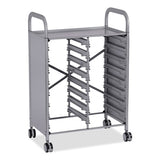 Callero Plus Double Column Trolley Set 05, Metal, 1 Shelf, 16 F1 Shallow Bins, 27.4" X 17.3" X 41.5", Silver/flame Red