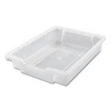 Callero Plus Double Column Trolley Set 5, Metal, 1 Shelf, 16 F1 Shallow Bins, 27.4" X 17.3" X 41.5", Silver/translucent Frost