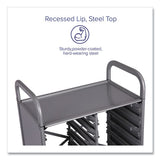 Callero Plus Treble Column Trolley Set 13, Metal, 1 Shelf, 12 F2 Deep Bins, 40.6" X 17.3" X 41.5", Silver/flame Red