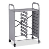Callero Plus Double Column Trolley Set 13, Metal, 1 Shelf, 8 F2 Deep Bins, 27.4" X 17.3" X 41.5", Silver/royal Blue