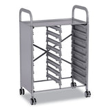 Callero Plus Double Column Trolley Set 13, Metal, 1 Shelf, 8 F2 Deep Bins, 27.4" X 17.3" X 41.5", Silver/flame Red