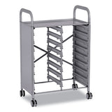 Callero Plus Double Column Trolley Set 13, Metal, 1 Shelf, 8 F2 Deep Bins, 27.4" X 17.3" X 41.5", Silver/translucent Frost