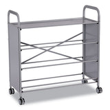 Callero Plus Treble Column Trolley Set 16, Metal, 1 Shelf, 6 F2 Deep Bins, 40.6" X 17.3" X 41.5", Silver/grass Green