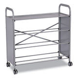 Callero Plus Treble Column Trolley Set 16, Metal, 1 Shelf, 6 F2 Deep Bins, 40.6" X 17.3" X 41.5", Silver/translucent Frost