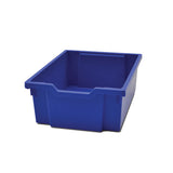 Callero Plus Double Column Trolley Set 18, Metal, 1 Shelf, 8 F1 Bins, 4 F2 Bins, 27.4" X 17.3" X 41.5", Silver/royal Blue