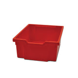 Callero Plus Double Column Trolley Set 18, Metal, 1 Shelf, 8 F1 Bins, 4 F2 Bins, 27.4" X 17.3" X 41.5", Silver/flame Red