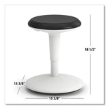 Revel Adjustable Ht Fidget Stool, Backless,up To 250lb, 13.75" To 18.5" Seat Ht,black Seat/white Base, Ships In 7-10 Bus Days