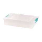 Latch Lid Storage Box, 2.3 Gal, 14 X 11 X 3.5, Clear Bin/seafoam Latches