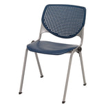 Pedestal Table With Four Navy Kool Series Chairs, Round, 36" Dia X 29h, Designer White, Ships In 4-6 Business Days