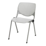 Pedestal Table With Four Light Gray Kool Series Chairs, Round, 36" Dia X 29h, Designer White, Ships In 4-6 Business Days