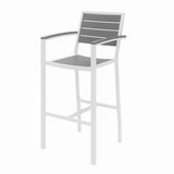 Eveleen Outdoor Bistro Patio Table, 2 Gray Powder-coated Polymer Barstools, Round, 30" Dia X 41h, White,ships In 4-6 Bus Days