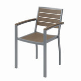 Eveleen Outdoor Patio Table, 4 Mocha Powder-coated Polymer Chairs, Round, 36" Dia X 29h, Fashion Gray, Ships In 4-6 Bus Days