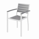 Eveleen Outdoor Patio Table With Four Gray Powder-coated Polymer Chairs, 32" Square, Gray, Ships In 4-6 Business Days