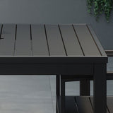 Eveleen Outdoor Bistro Patio Table With Four Black Powder-coated Polymer Barstools, 32 X 55, Black, Ships In 4-6 Bus Days