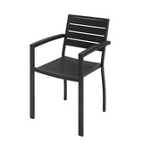 Eveleen Outdoor Patio Table With Six Black Powder-coated Polymer Chairs, 32 X 55 X 29, Black, Ships In 4-6 Business Days