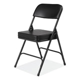 3200 Series 2" Vinyl Upholstered Double Hinge Folding Chair, Supports 300lb, 18.5" Seat Ht, Black, 2/ct,ships In 1-3 Bus Days