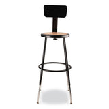 6200 Series 25"-33" Height Adj Heavy Duty Stool With Backrest, Supports 500 Lb, Brown Seat, Black Base, Ships In 1-3 Bus Days