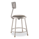 6400 Series Heavy Duty Vinyl Padded Stool W/backrest, Supports 300 Lb, 18" Seat Ht, Gray Seat/back/base,ships In 1-3 Bus Days