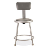 6400 Series Heavy Duty Vinyl Padded Stool W/backrest, Supports 300 Lb, 18" Seat Ht, Gray Seat/back/base,ships In 1-3 Bus Days