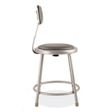 6400 Series Heavy Duty Vinyl Padded Stool W/backrest, Supports 300 Lb, 18" Seat Ht, Gray Seat/back/base,ships In 1-3 Bus Days