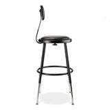 6400 Series Height Adj Heavy Duty Vinyl Steel Stool W/backrest, Supports 300 Lb, 19"-27" Seat Ht, Black,ships In 1-3 Bus Days