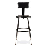 6400 Series Height Adj Heavy Duty Vinyl Steel Stool W/backrest, Supports 300 Lb, 19"-27" Seat Ht, Black,ships In 1-3 Bus Days