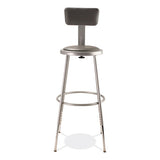 6400 Series Height Adjustable Heavy Duty Padded Stool W/backrest, Supports 300lb, 25"-33" Seat Ht, Gray,ships In 1-3 Bus Days