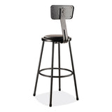 6400 Series Heavy Duty Vinyl Padded Stool W/backrest, Supports 300lb, 30" Seat Ht, Black Seat/back/base,ships In 1-3 Bus Days