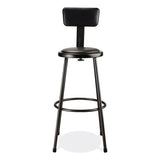 6400 Series Heavy Duty Vinyl Padded Stool W/backrest, Supports 300lb, 30" Seat Ht, Black Seat/back/base,ships In 1-3 Bus Days