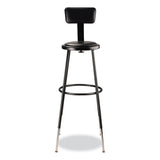6400 Series Height Adj Heavy Duty Vinyl Padded Stool W/backrest, Supports 300lb, 32"-39" Seat Ht, Black,ships In 1-3 Bus Days