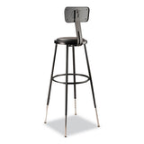 6400 Series Height Adj Heavy Duty Vinyl Padded Stool W/backrest, Supports 300lb, 32"-39" Seat Ht, Black,ships In 1-3 Bus Days