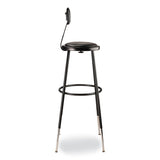 6400 Series Height Adj Heavy Duty Vinyl Padded Stool W/backrest, Supports 300lb, 32"-39" Seat Ht, Black,ships In 1-3 Bus Days