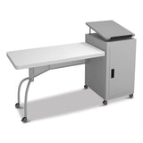 Edupod Teacher's Desk And Lectern Combo, 24" X 68" X 45", Gray Hammer Tone, Ships In 1-3 Business Days