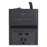 Surge Protector, 12 Ac Outlets, 2 Usb Ports, 8 Ft Cord, 3900 J, Black