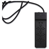 Surge Protector, 12 Ac Outlets, 2 Usb Ports, 8 Ft Cord, 3900 J, Black