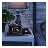 Desktop Organizer W/led Alarm Clock/device Charger, 2 Compartments, 10.68 X 4.88 X 4.32, Black, Plastic,ships In 1-3 Bus Days