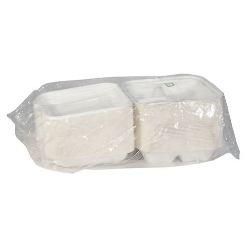 Earthchoice Pfas Free Compostable Hinged Lid Container, 3-compartment ...