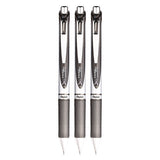 Energel Rtx Deluxe Gel Pen, Retractable, Medium 0.7 Mm, Black Ink, Black Barrel, 3/pack