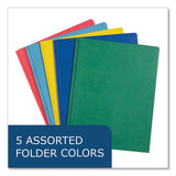 Pocket Folder With 3 Fasteners, 0.5" Capacity, 11 X 8.5, Assorted Colors, 100/carton, Ships In 4-6 Business Days