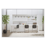 Vy Counter Height Chair, Supports Up To 350 Lb, 25" Seat Height, Black Seat, Black Back, Silver Base