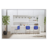 Vy Counter Height Chair, Supports Up To 350 Lb, 25" Seat Height, Blue Seat, Blue Back, Silver Base