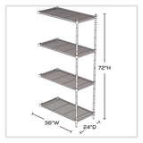 Industrial Add-on Unit, Four-shelf, 36w X 24d X 72h, Steel, Metallic Gray, Ships In 1-3 Business Days