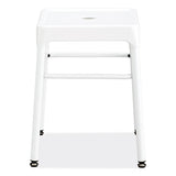 Steel Guestbistro Stool, Backless, Supports Up To 250 Lb, 18" Seat Height, White Seat, White Base, Ships In 1-3 Business Days