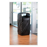 Twist Waste Receptacle With Closed Top, 32 Gal, Steel, Black